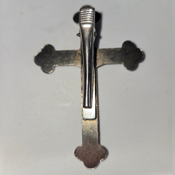 Pewter Auto Visor Clip Protect Us On Our Journey Crucifix - Picture 3 of 7